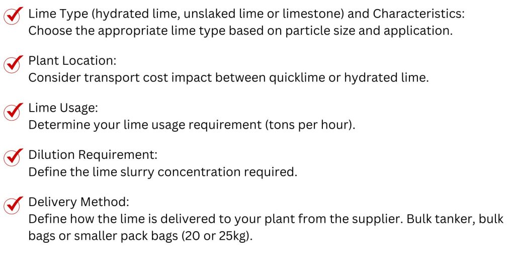 Lime Consideration Checklist